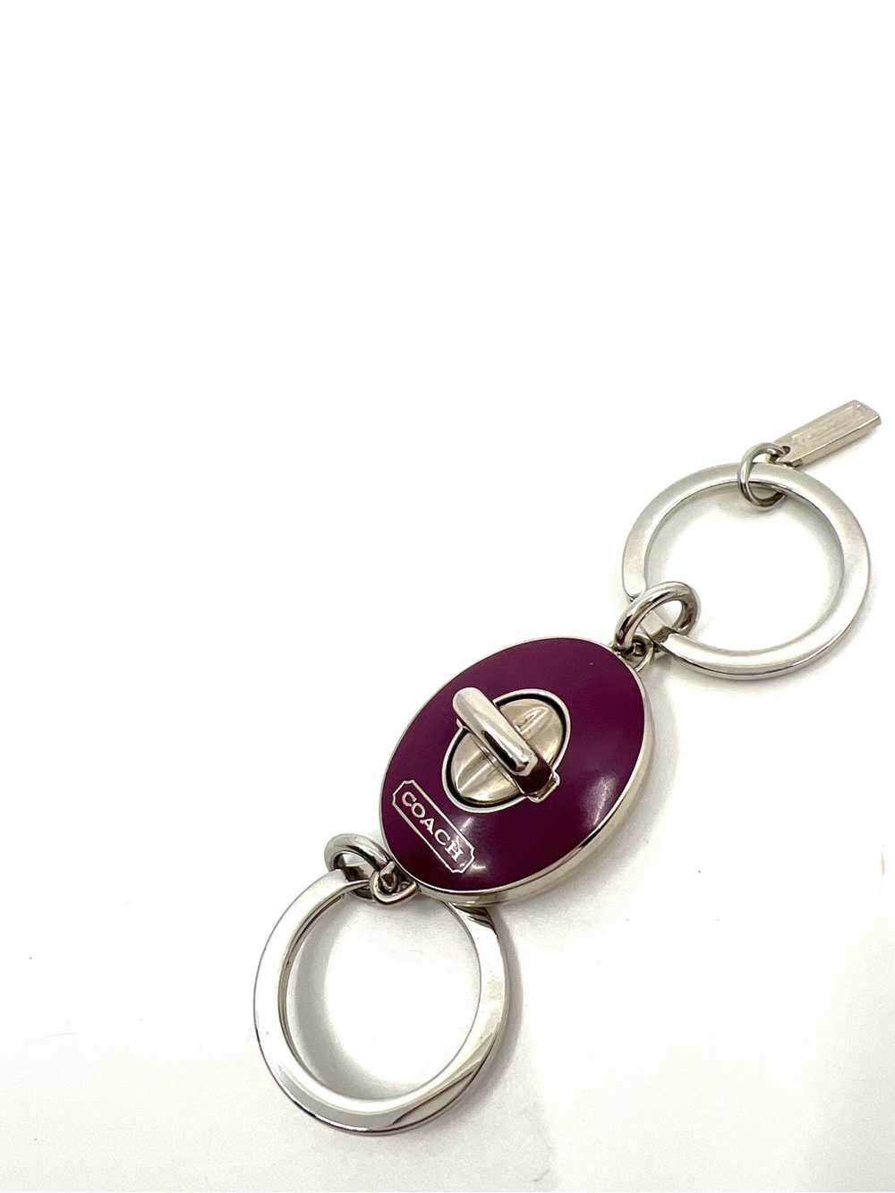 Coach Y2K Oval Purple Turnlock fob double valet keychain bag charm - like New - Picture 14 of 14